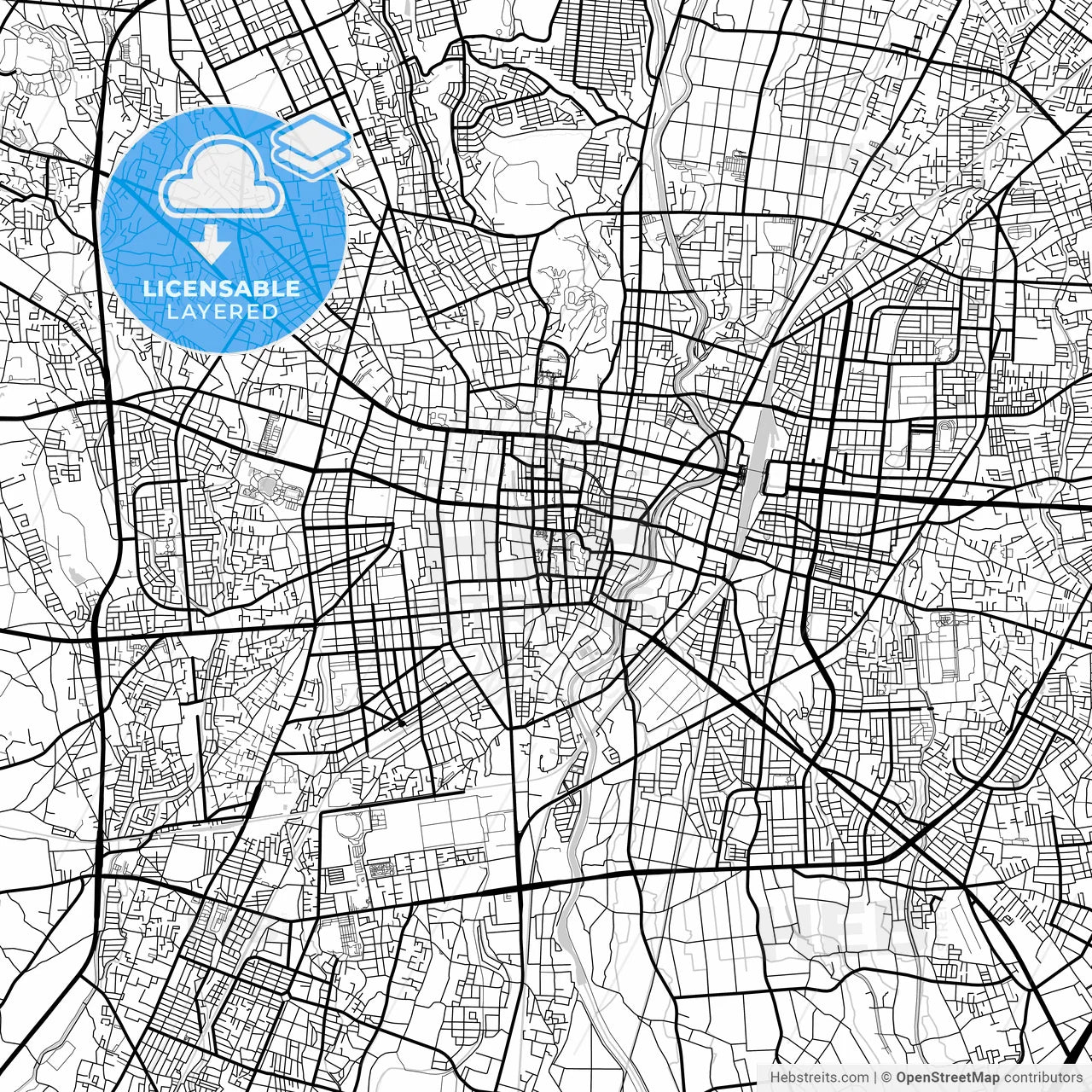 Layered PDF map of Utsunomiya, Tochigi, Japan