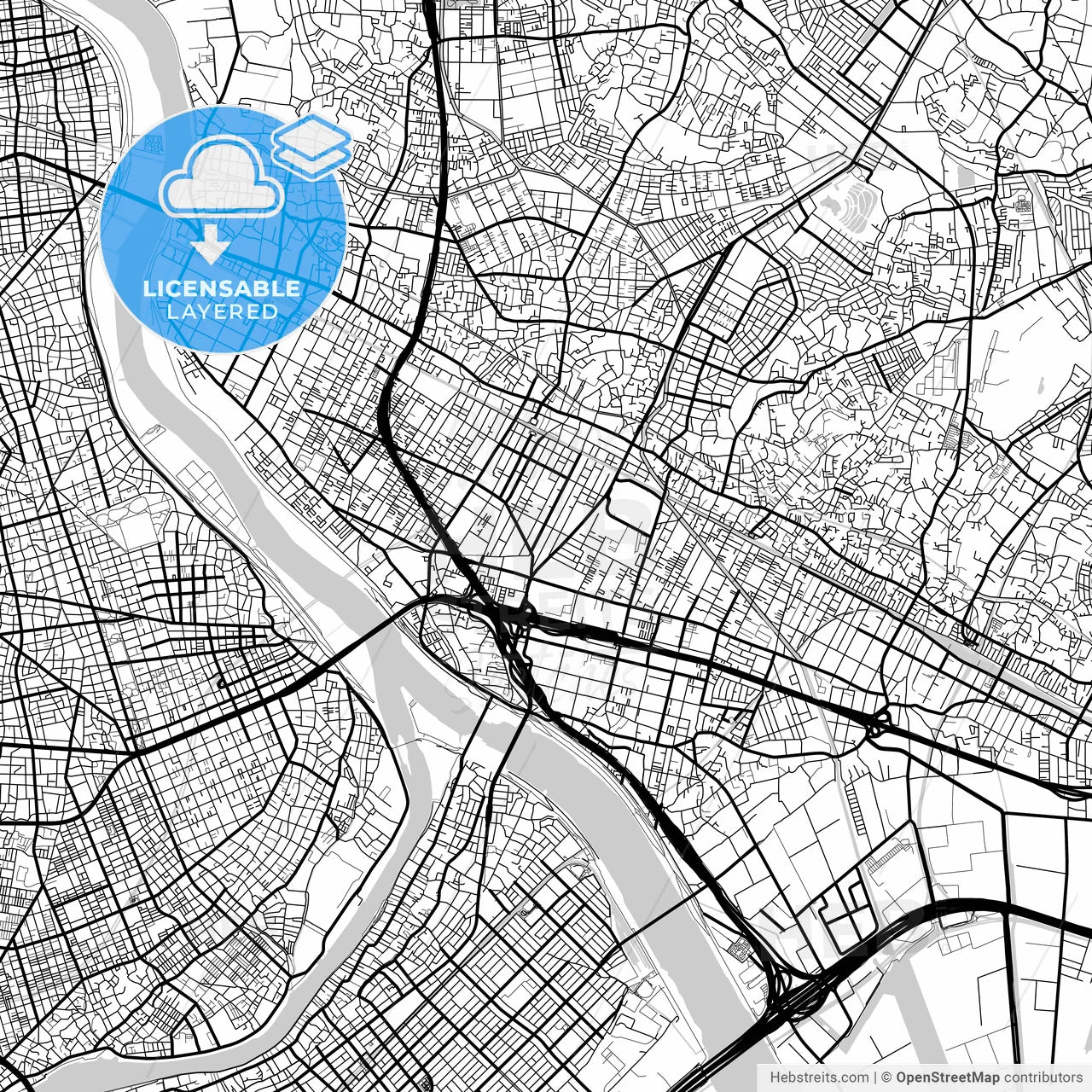 Layered PDF map of Ichikawa, Chiba, Japan
