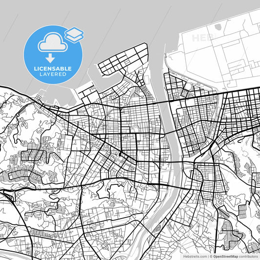 Layered PDF map of Ōita, Ōita, Japan