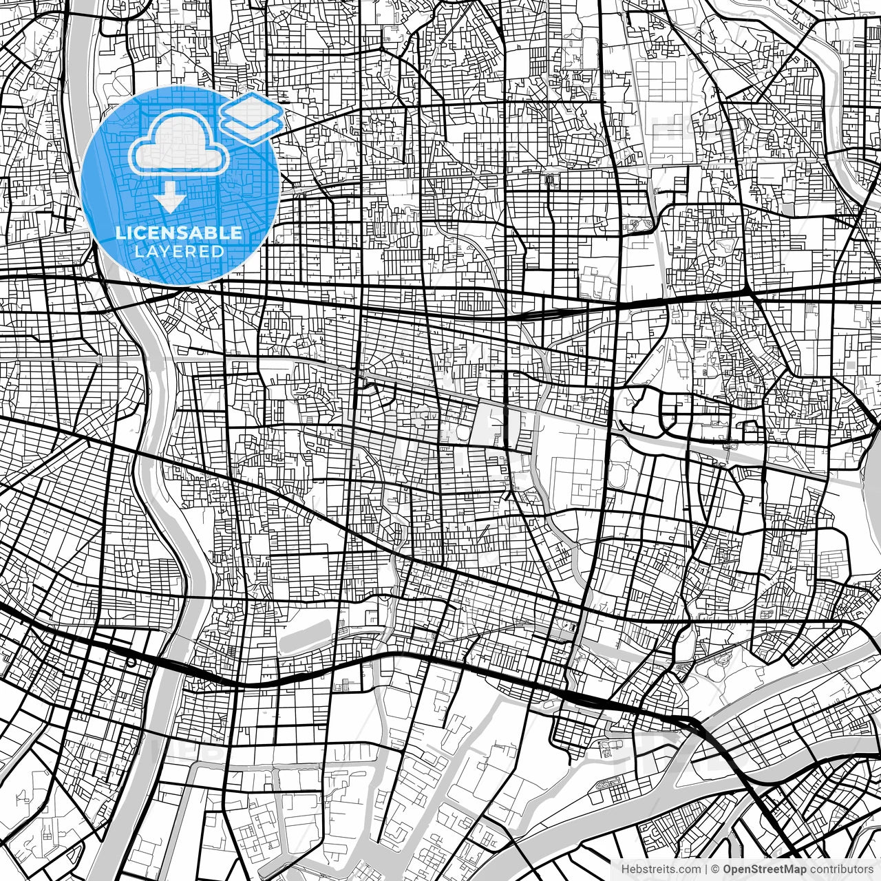 Layered PDF map of Amagasaki, Hyōgo, Japan