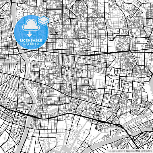 Layered PDF map of Amagasaki, Hyōgo, Japan