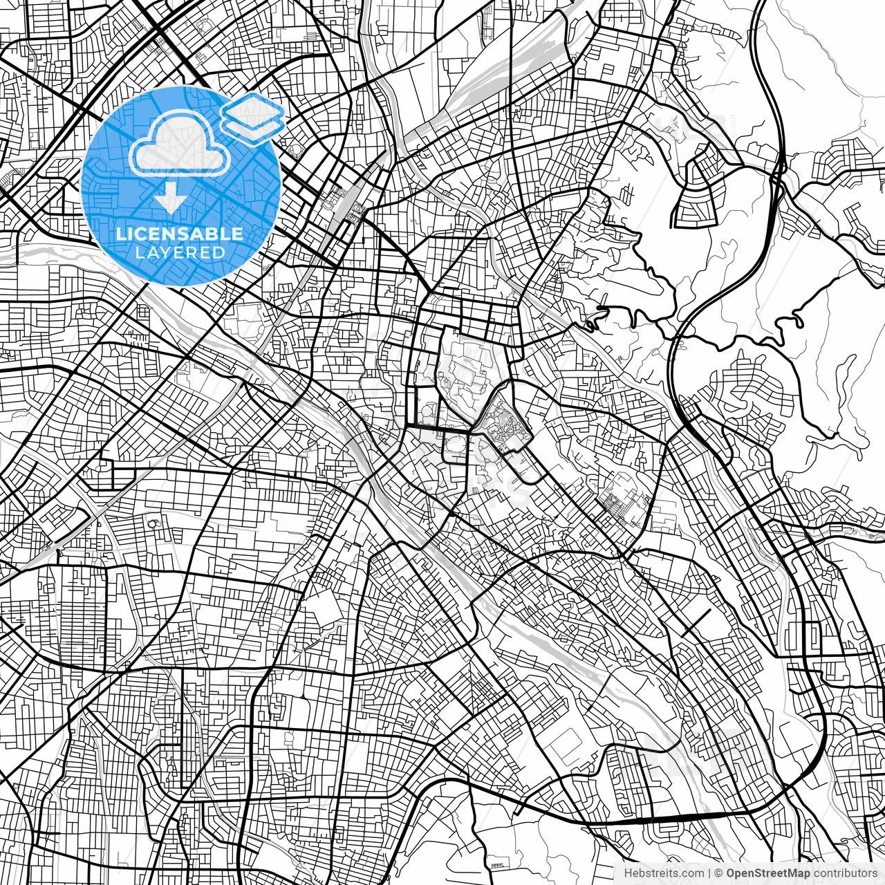 Layered PDF map of Kanazawa, Ishikawa, Japan