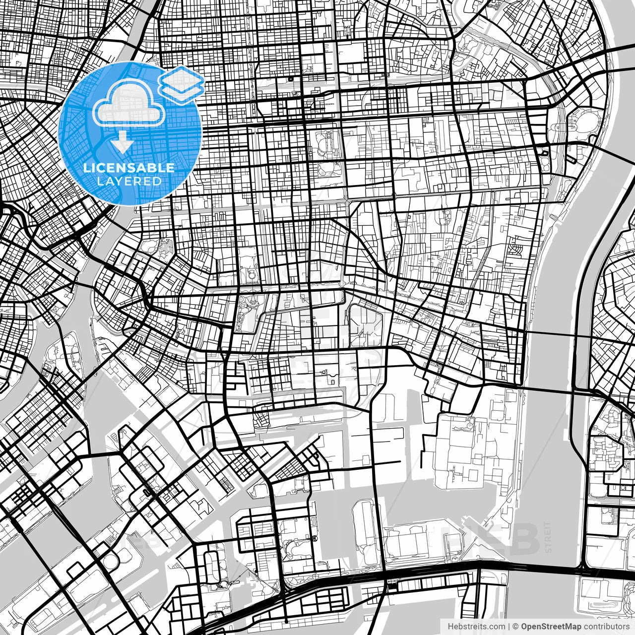 Layered PDF map of Kōtō, Tokyo, Japan