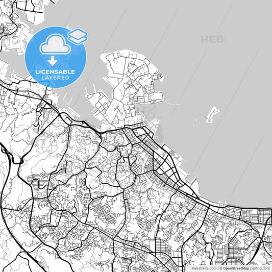 Layered PDF map of Yokosuka, Kanagawa, Japan