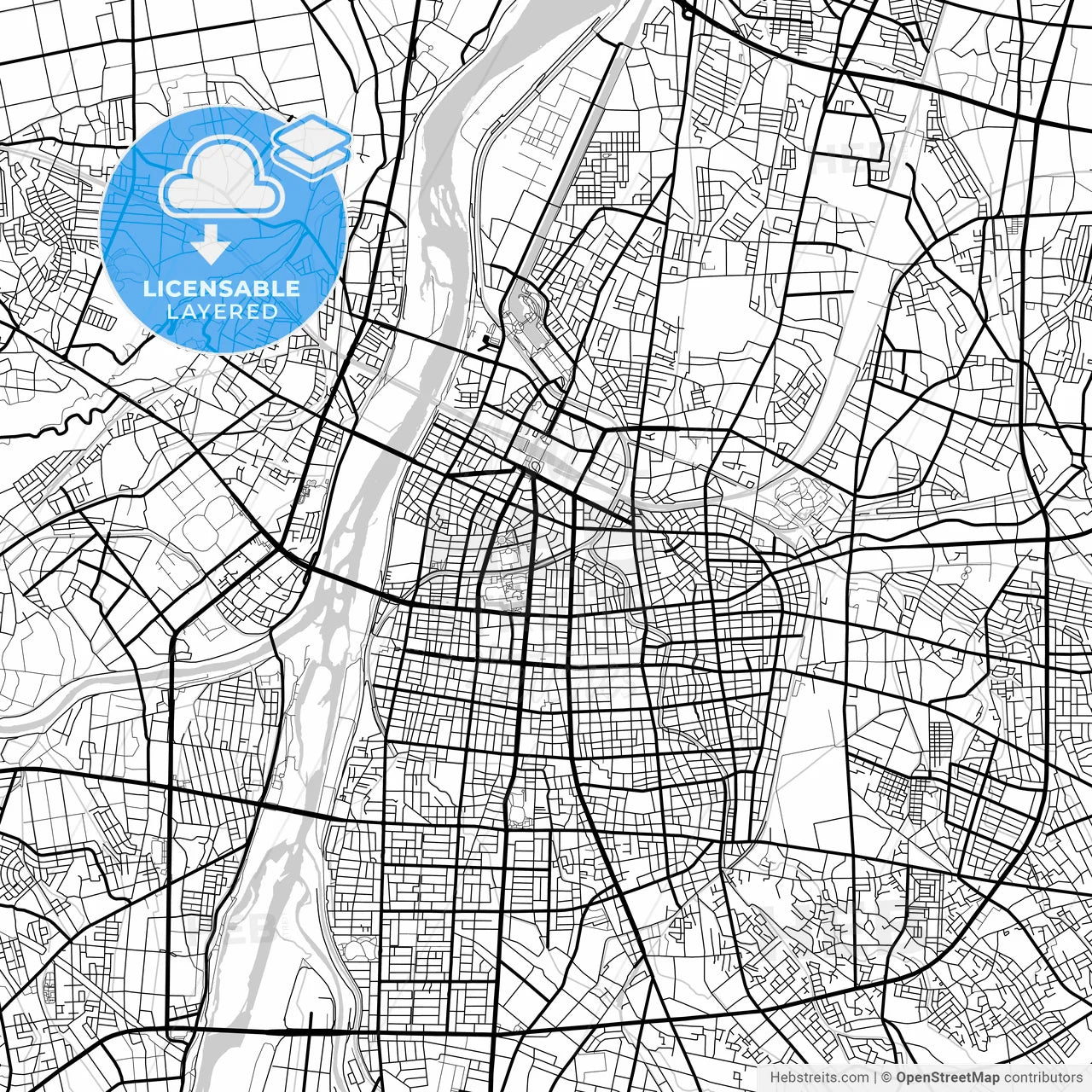 Layered PDF map of Toyama, Toyama, Japan