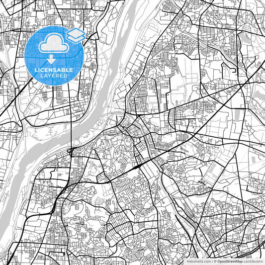 Layered PDF map of Hirakata, Osaka, Japan