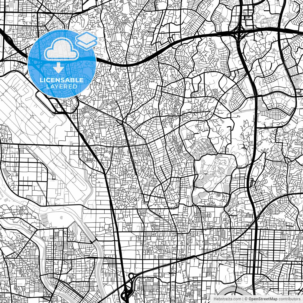 Layered PDF map of Toyonaka, Osaka, Japan