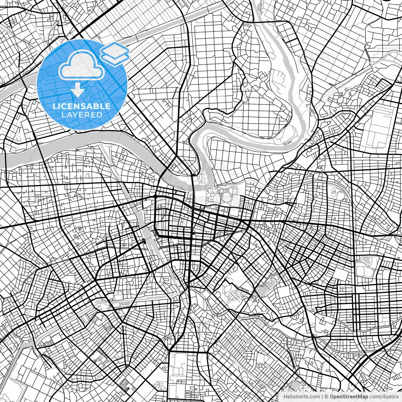 Layered PDF map of Toyohashi, Aichi, Japan