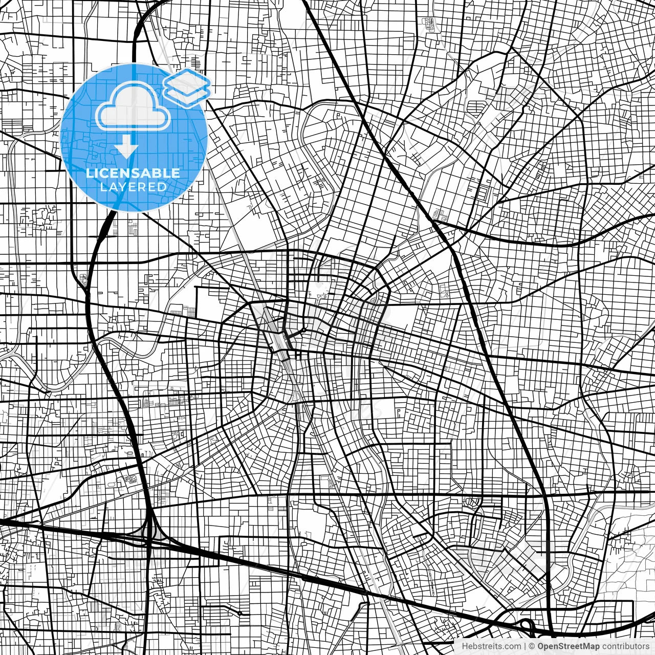 Layered PDF map of Ichinomiya, Aichi, Japan