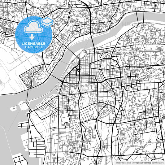 Layered PDF map of Wakayama, Wakayama, Japan