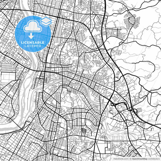 Layered PDF map of Okazaki, Aichi, Japan