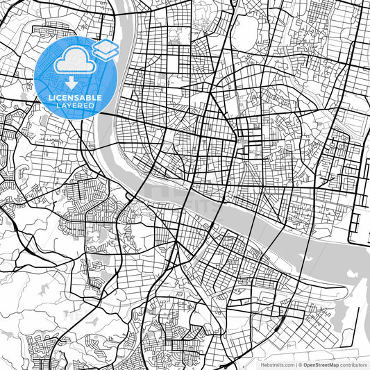 Layered PDF map of Miyazaki, Miyazaki, Japan