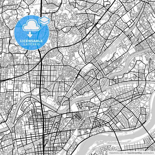Layered PDF map of Suita, Osaka, Japan