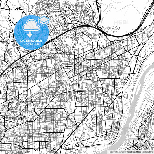 Layered PDF map of Takatsuki, Osaka, Japan