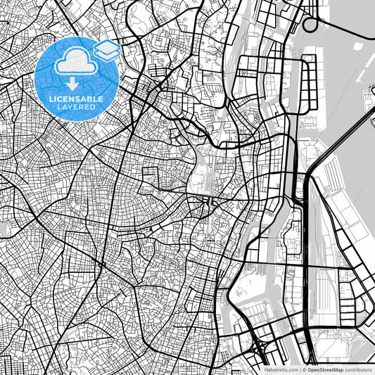 Layered PDF map of Shinagawa, Tokyo, Japan