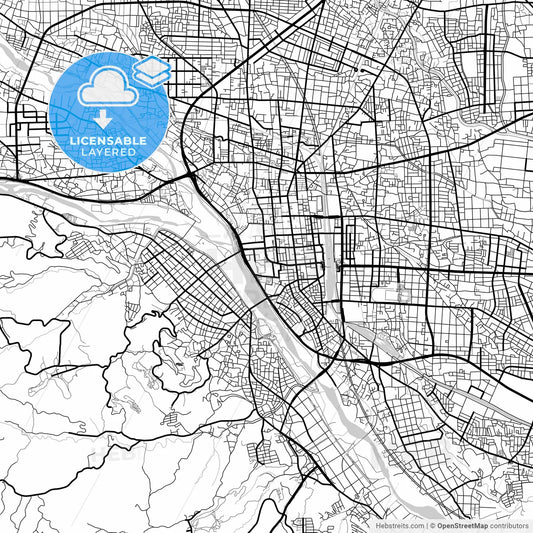 Layered PDF map of Takasaki, Gunma, Japan