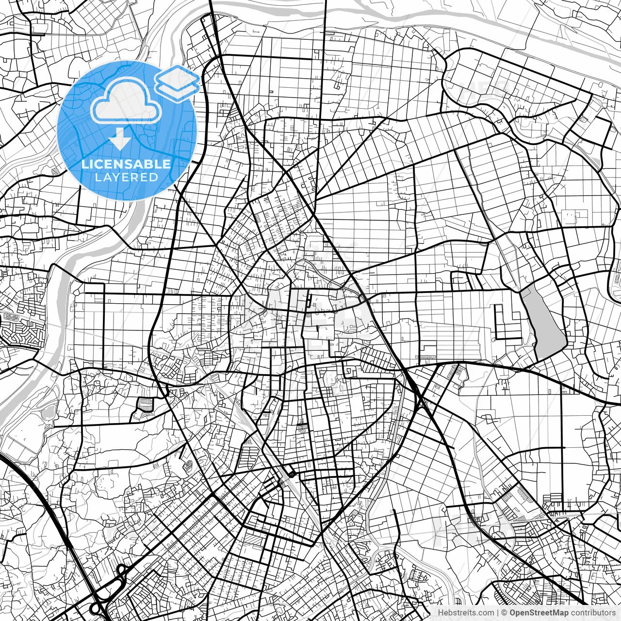 Layered PDF map of Kawagoe, Saitama, Japan