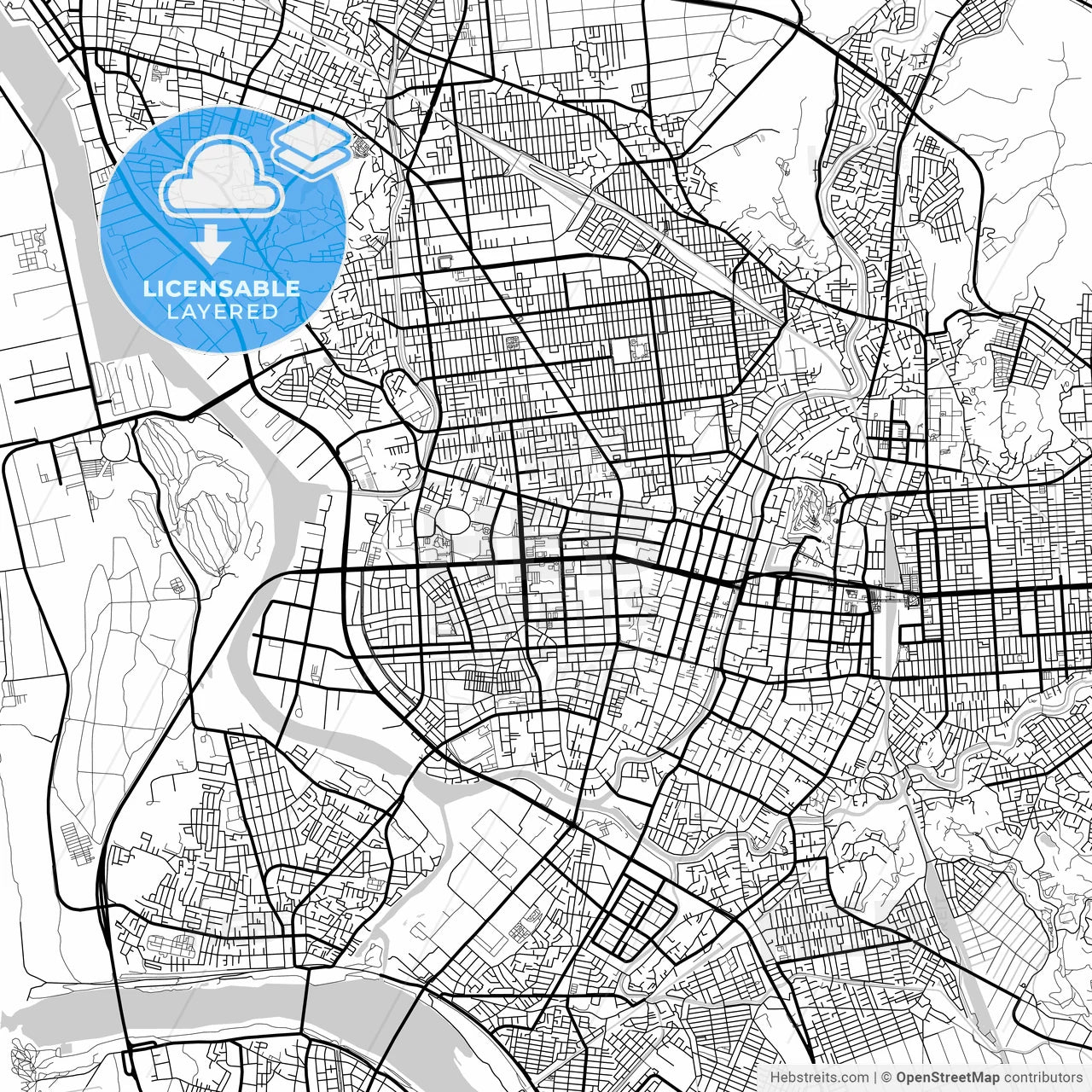 Layered PDF map of Akita, Akita, Japan