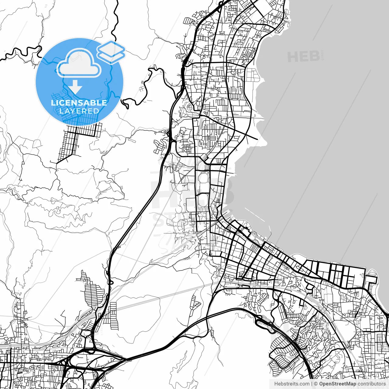 Layered PDF map of Ōtsu, Shiga, Japan