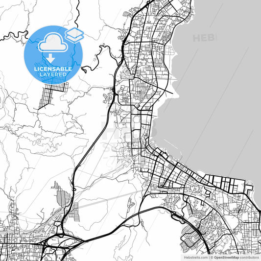 Layered PDF map of Ōtsu, Shiga, Japan
