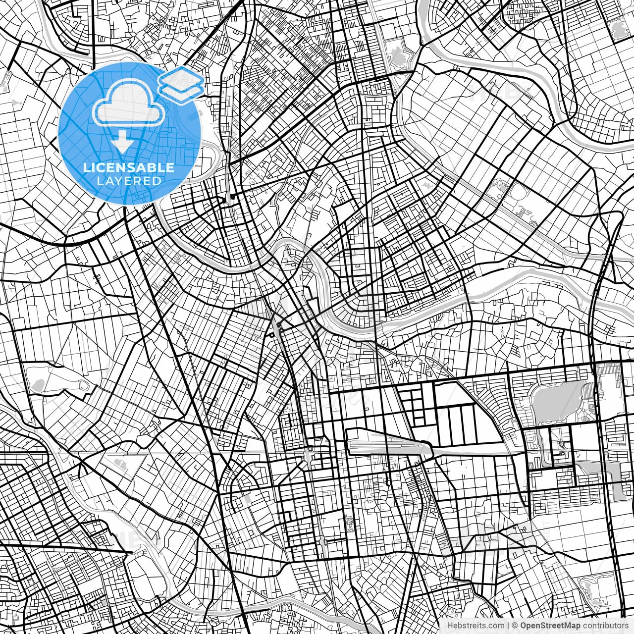 Layered PDF map of Koshigaya, Saitama, Japan