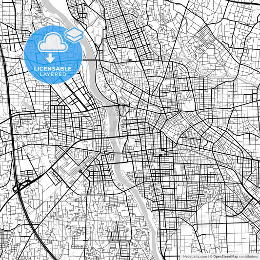 Layered PDF map of Maebashi, Gunma, Japan