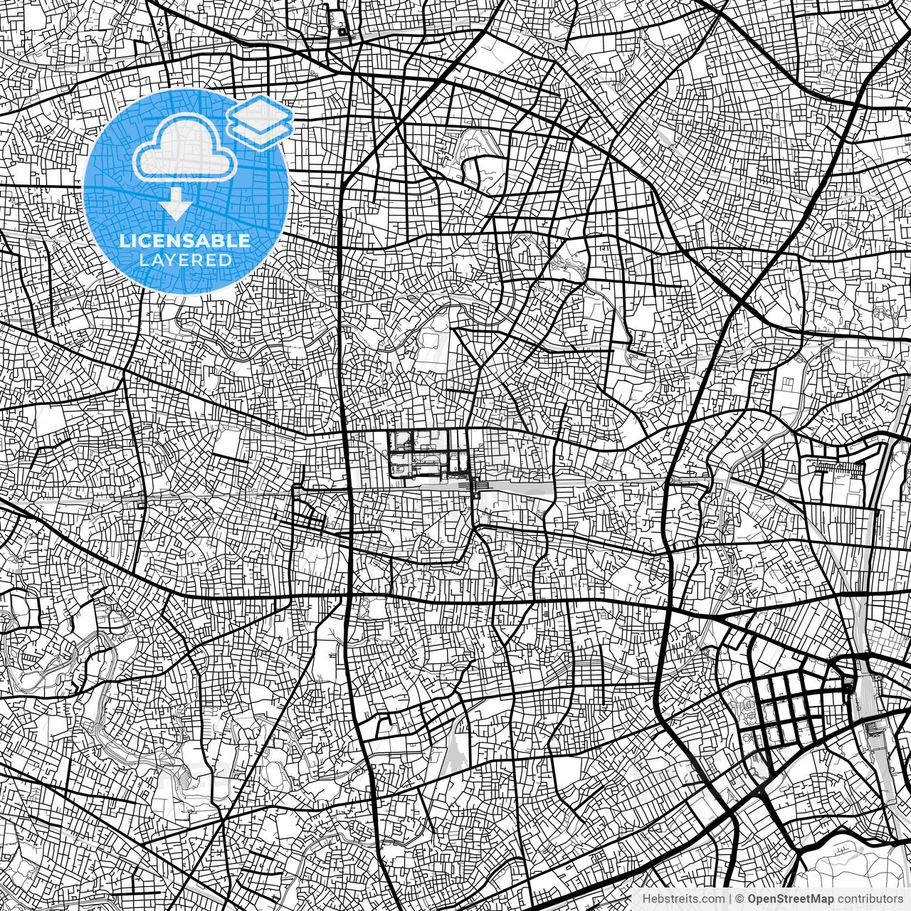 Layered PDF map of Nakano, Tokyo, Japan