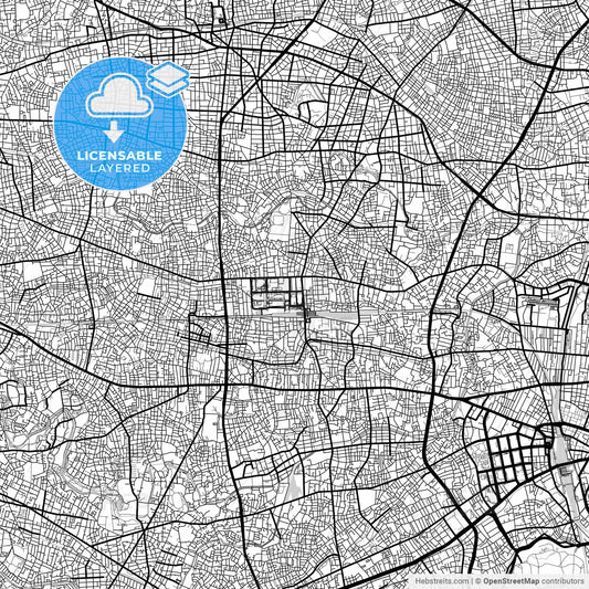 Layered PDF map of Nakano, Tokyo, Japan