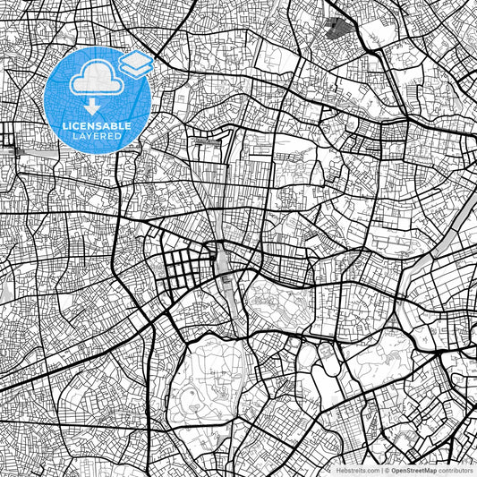 Layered PDF map of Shinjuku, Tokyo, Japan