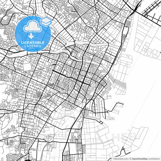 Layered PDF map of Yokkaichi, Mie, Japan