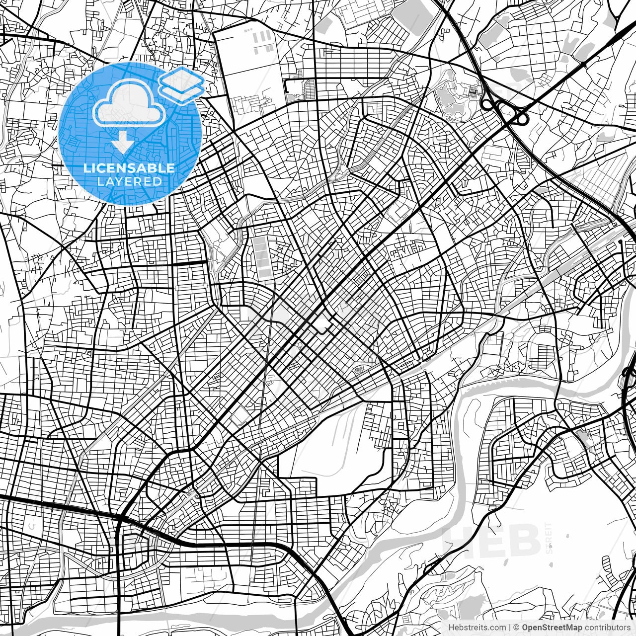 Layered PDF map of Kasugai, Aichi, Japan
