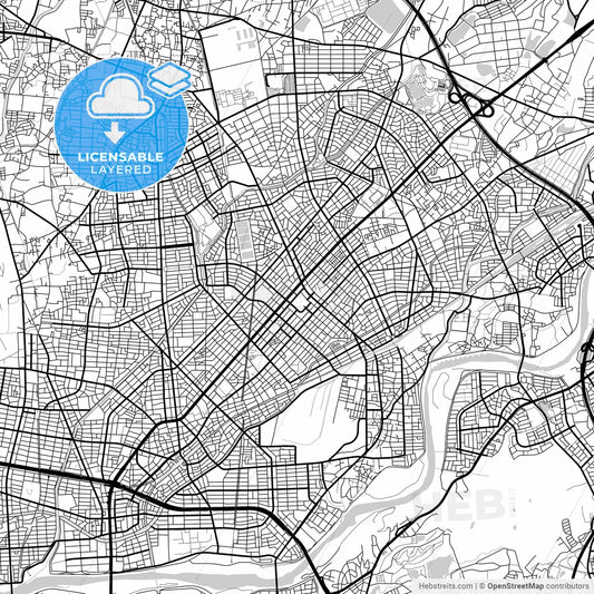 Layered PDF map of Kasugai, Aichi, Japan