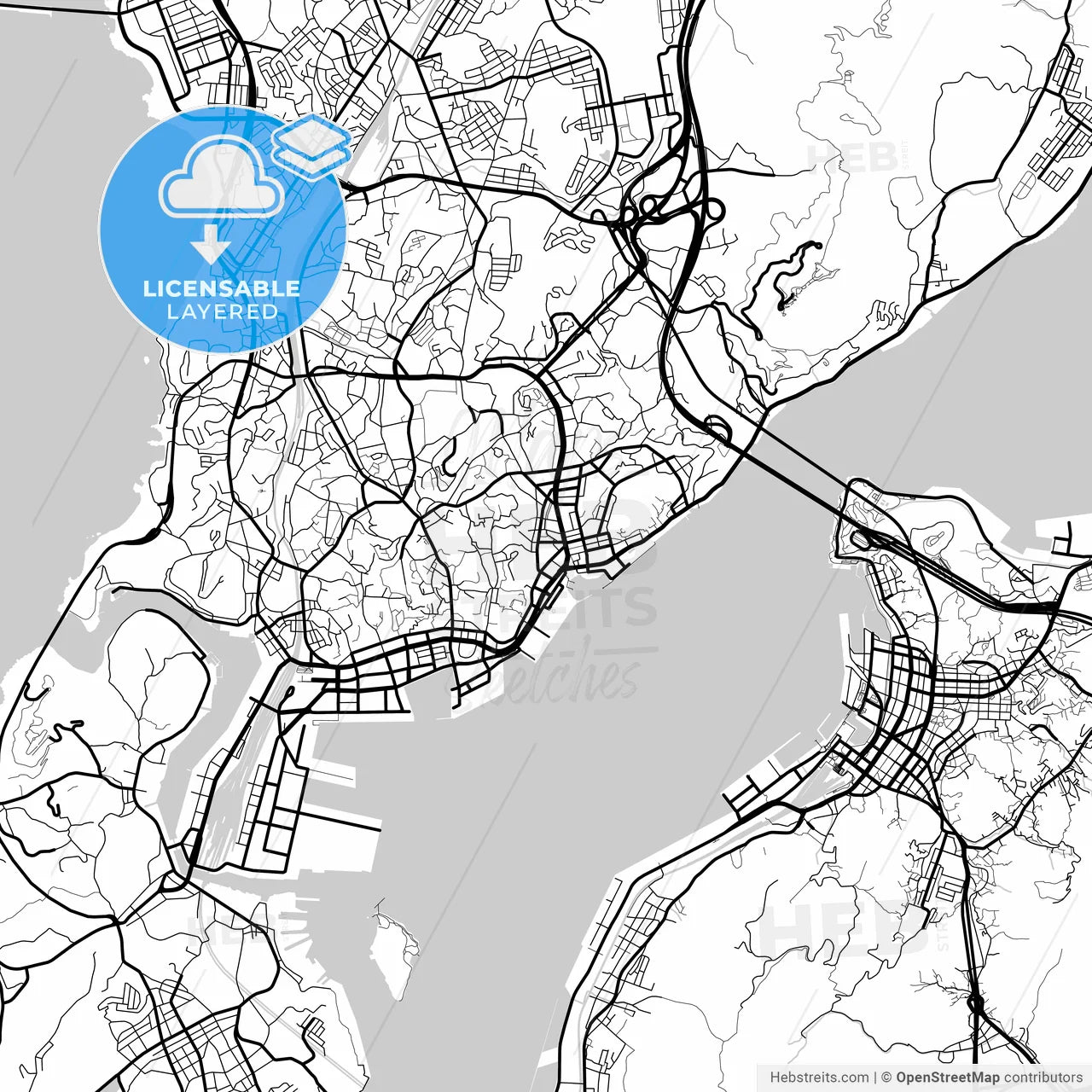 Layered PDF map of Shimonoseki, Yamaguchi, Japan