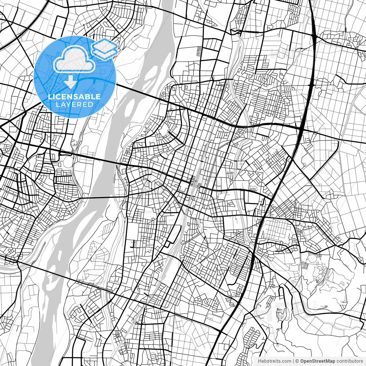 Layered PDF map of Nagaoka, Niigata, Japan