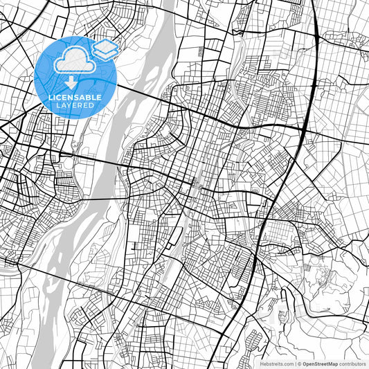 Layered PDF map of Nagaoka, Niigata, Japan
