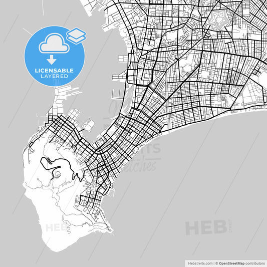 Layered PDF map of Hakodate, Hokkaidō, Japan
