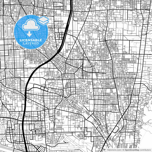 Layered PDF map of Yao, Osaka, Japan
