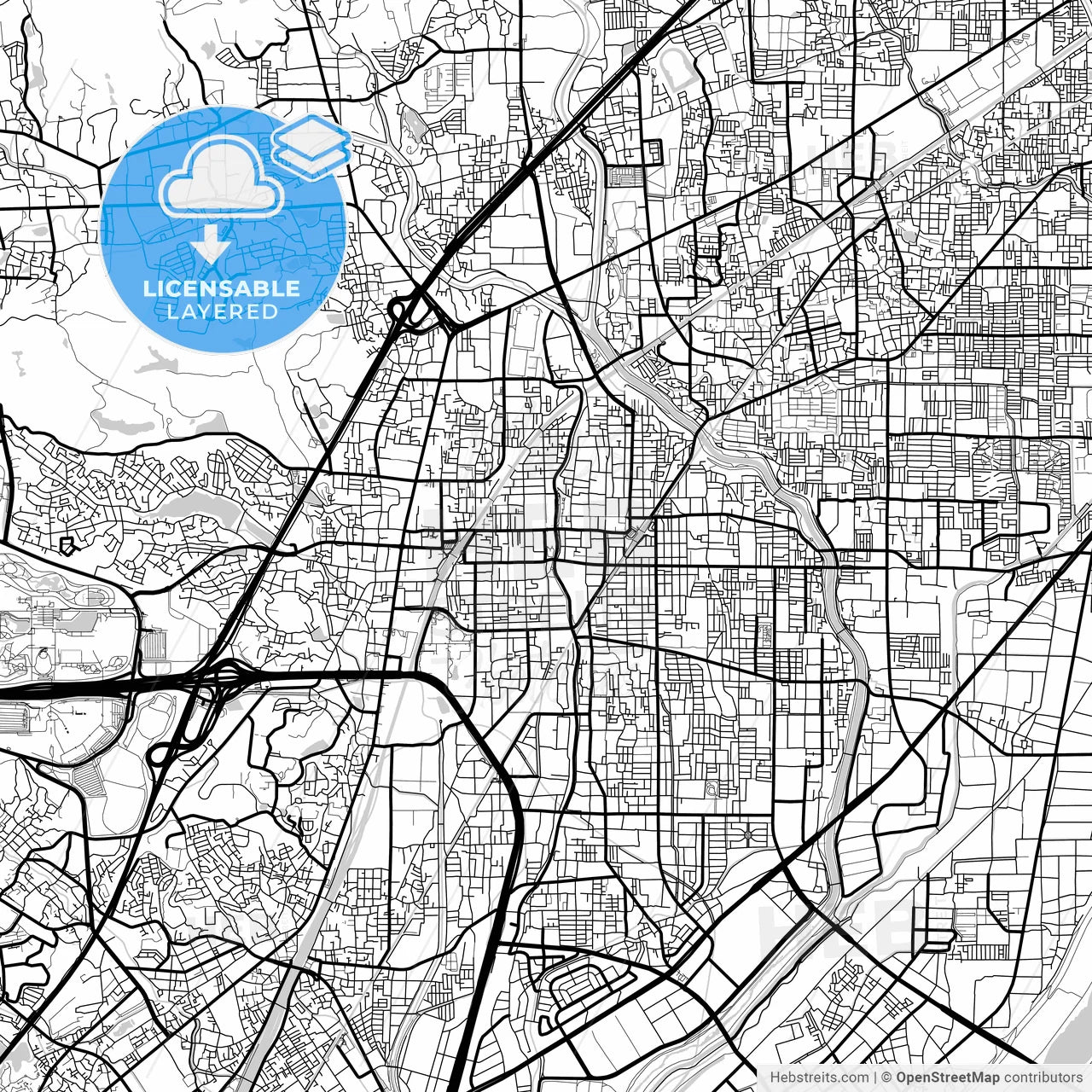 Layered PDF map of Ibaraki, Osaka, Japan