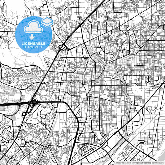 Layered PDF map of Ibaraki, Osaka, Japan