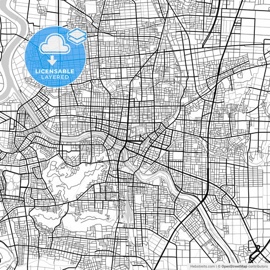 Layered PDF map of Fukui, Fukui, Japan