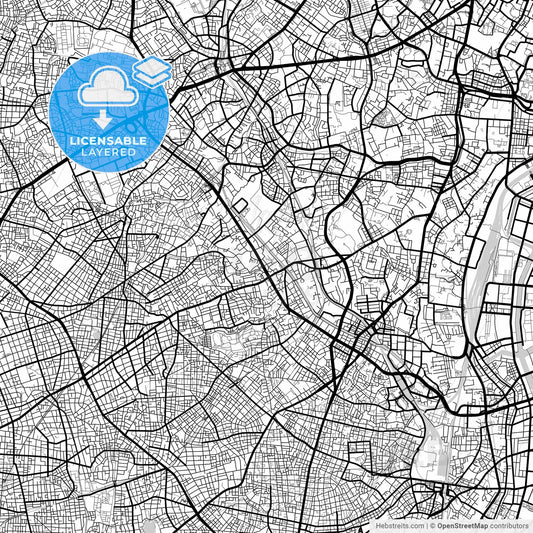 Layered PDF map of Meguro, Tokyo, Japan