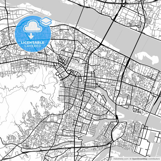 Layered PDF map of Tokushima, Tokushima, Japan