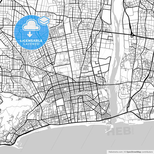 Layered PDF map of Hiratsuka, Kanagawa, Japan