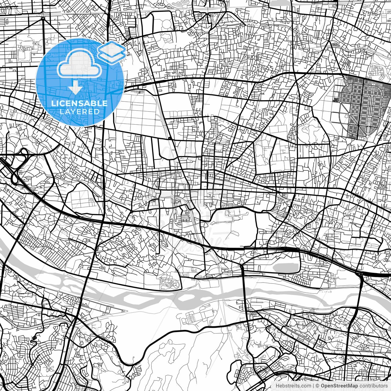 Layered PDF map of Fuchū, Tokyo, Japan