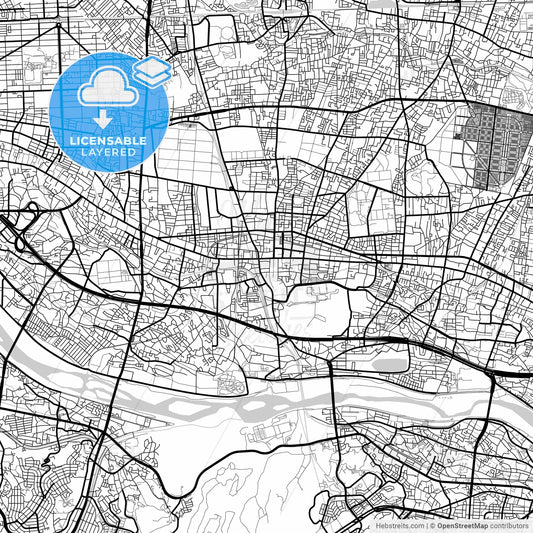 Layered PDF map of Fuchū, Tokyo, Japan