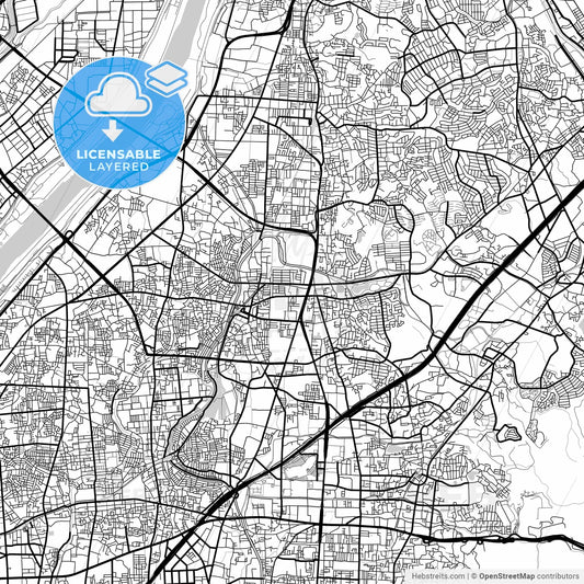 Layered PDF map of Neyagawa, Osaka, Japan