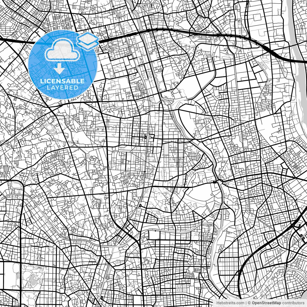 Layered PDF map of Sōka, Saitama, Japan