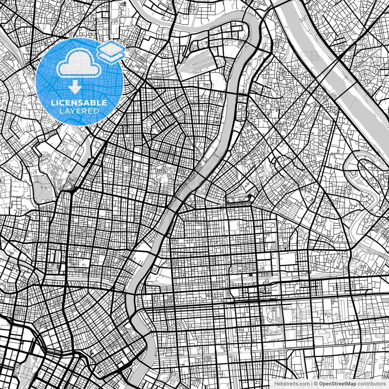 Layered PDF map of Sumida, Tokyo, Japan