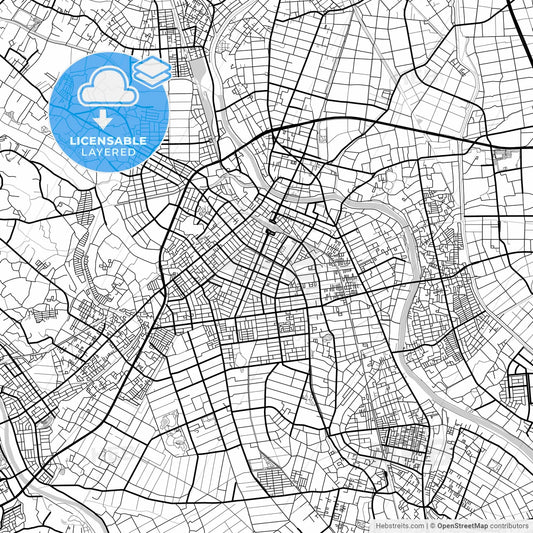 Layered PDF map of Kasukabe, Saitama, Japan