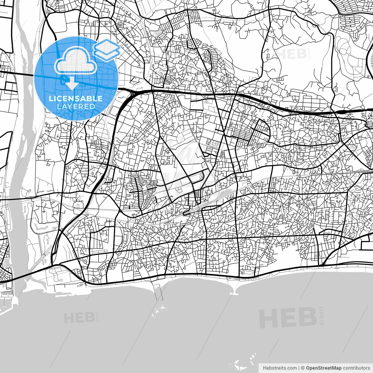 Layered PDF map of Chigasaki, Kanagawa, Japan